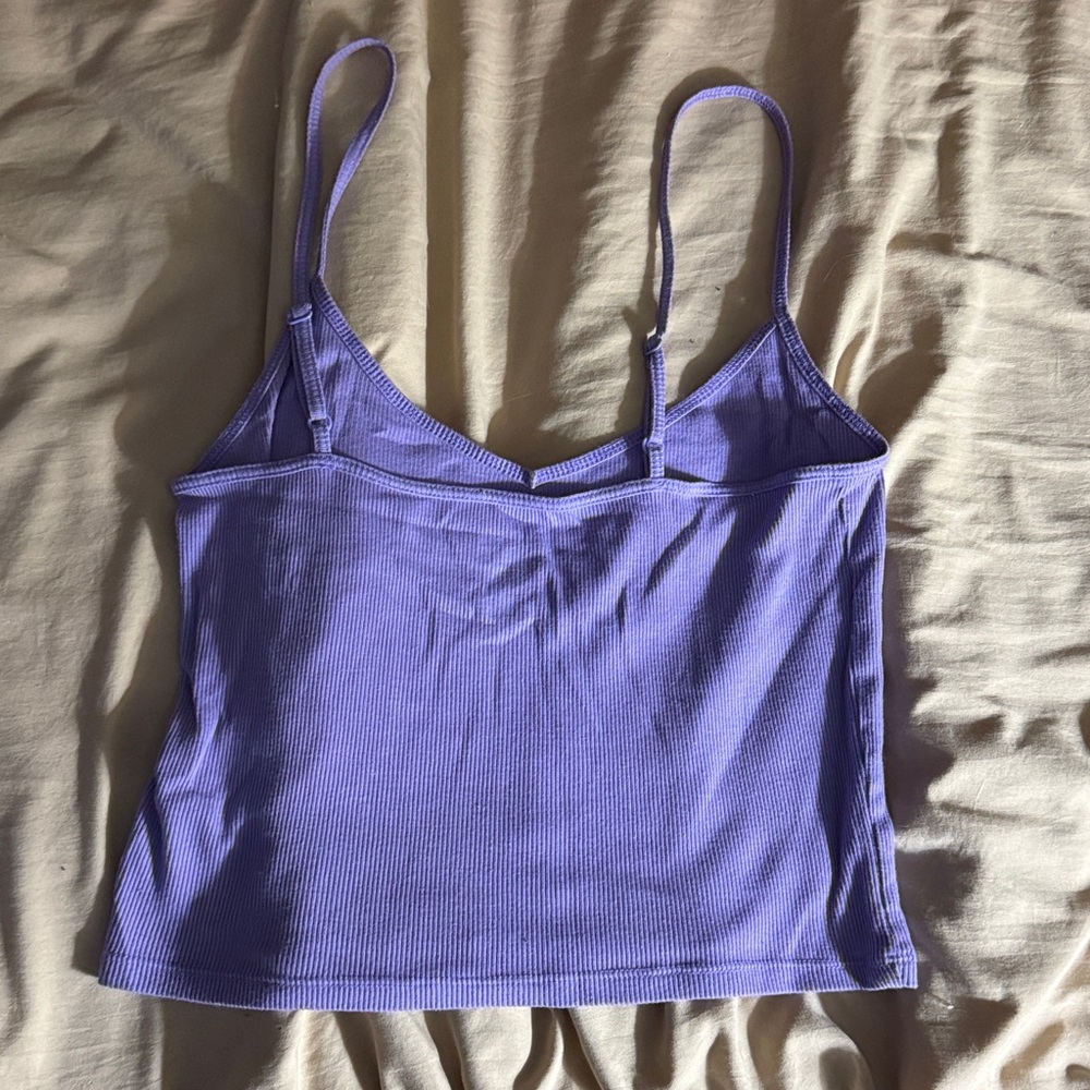 Purple Ribbed Crop Top - Picture 2 of 3